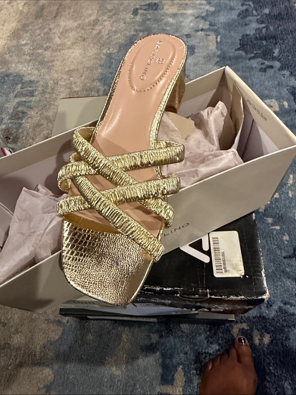 Bandolino Metallic Gold Strappy Slide Mule